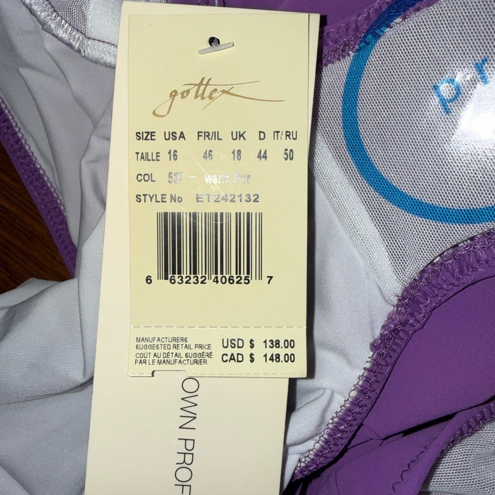 Profile By Gottex Purple Tutti Frutti V Neck Ruffle One Piece Swimsuit Size 16 - Picture 9 of 9